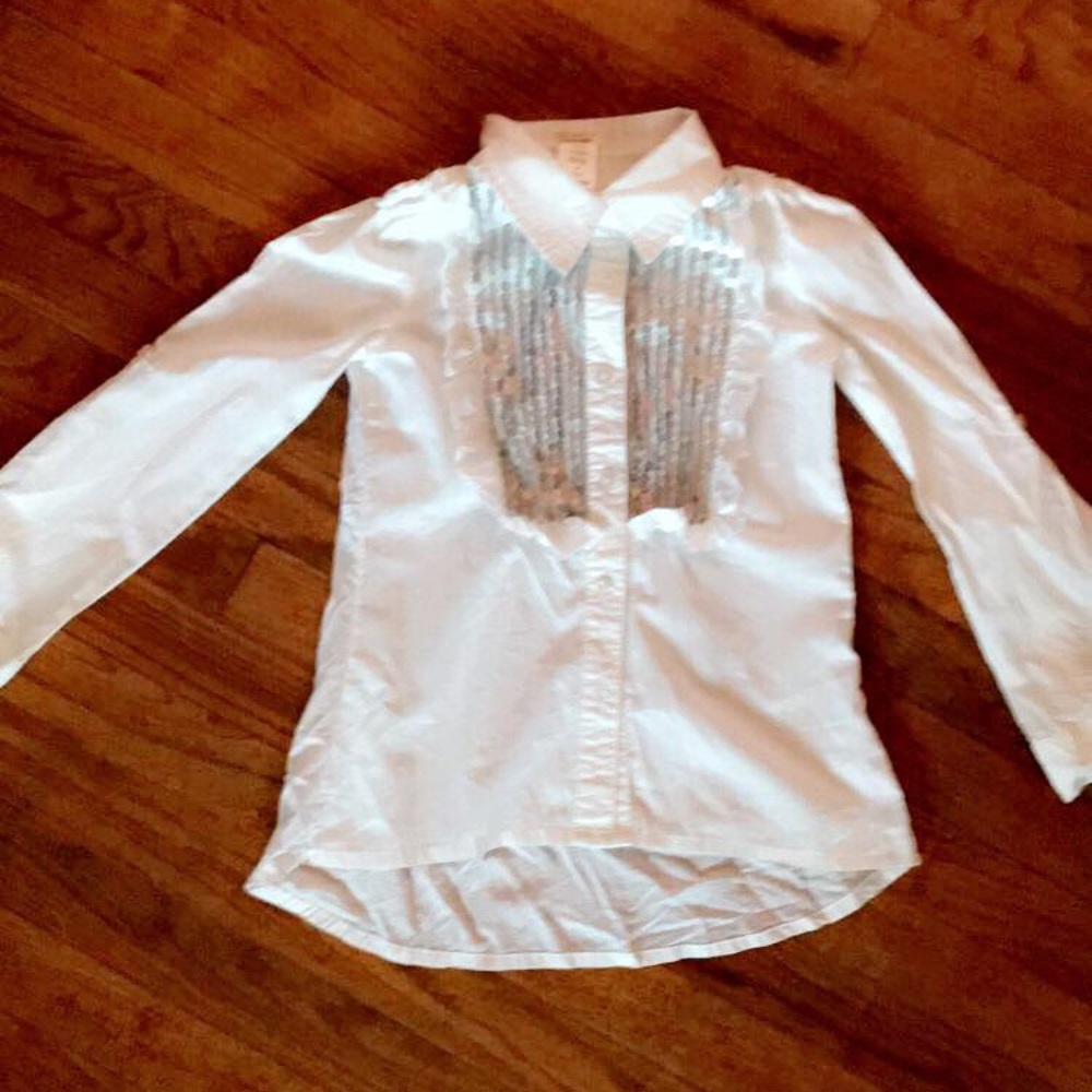 Beautiful White Dress Shirt with Silver Shingles